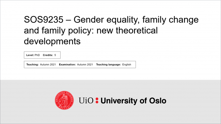 Gender equality, family change and family policy: new theoretical developments