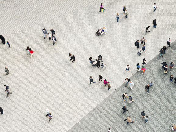 People on a square