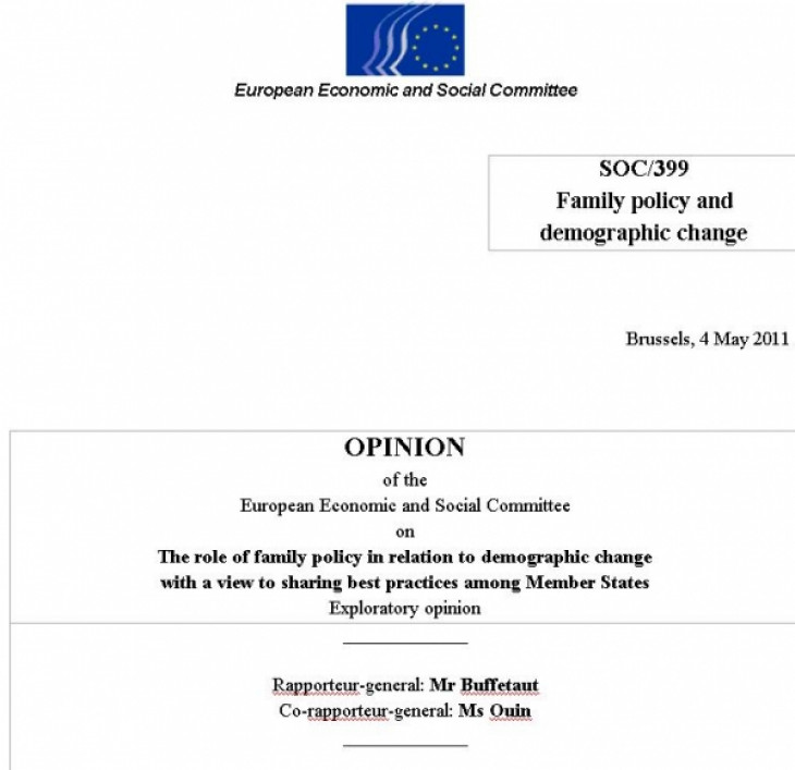 Books and Reports: Family Policy And Demographic Change (EESC Opinion)