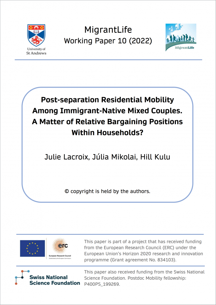 Post-Separation Residential Mobility Among Immigrant-Native Mixed Couples. A Matter of Relative Bargaining Positions Within Households?