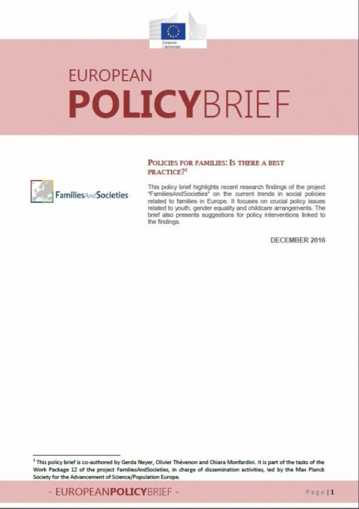 Books and Reports: European Policy Brief: Policies for Families: is There a Best Practice?