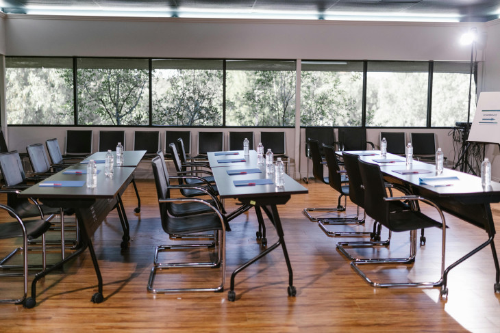 Empty desks in classroom