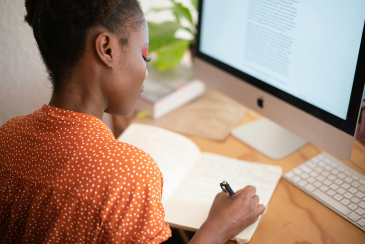 Woman working at a desk