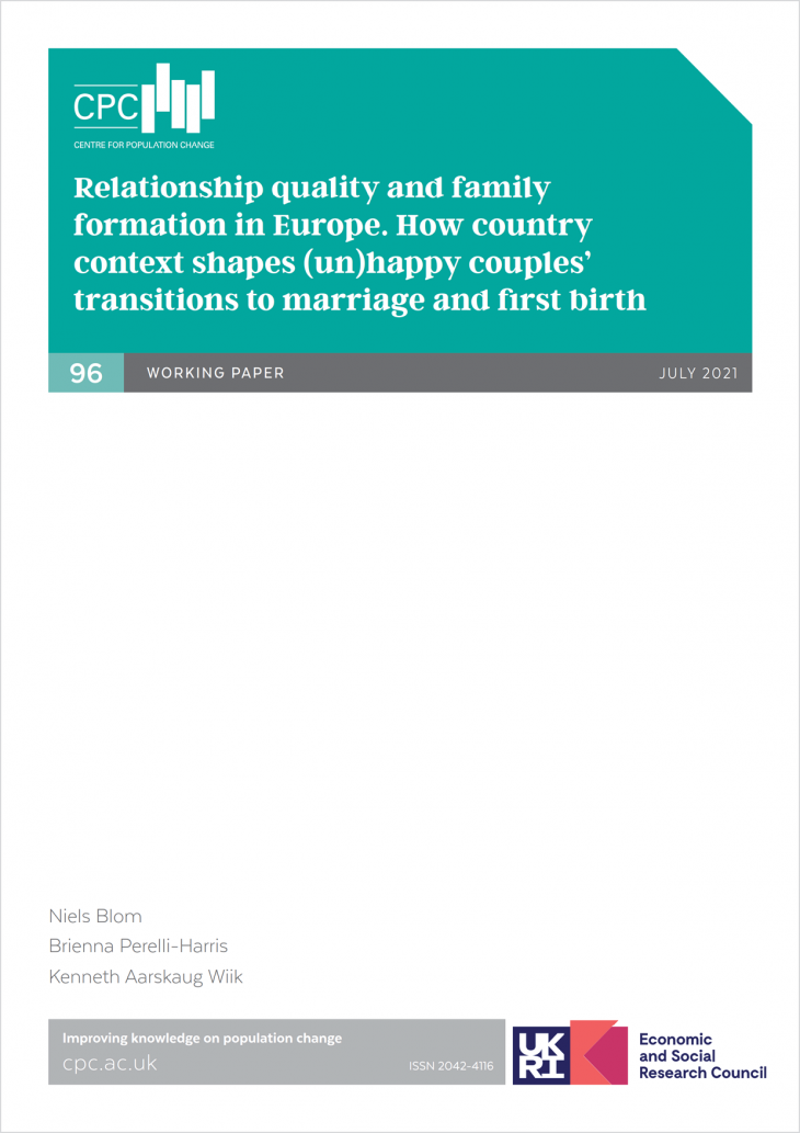 Relationship quality and family formation in Europe. How country context shapes (un)happy couples’ transitions to marriage and first birth